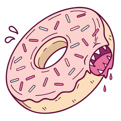Pink frosted donut with vampire teeth and sprinkles 3