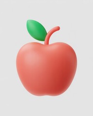 Stylized 3d render of a red apple with a green leaf and stem