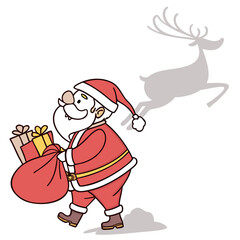 Santa Claus with Gifts and Reindeer Shadow Christmas