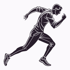 Silhouette of a man running fast in athletic wear athlete
