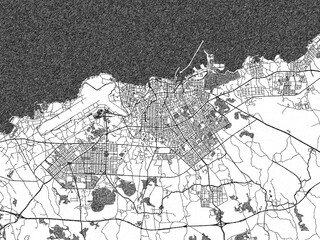 Fototapeta premium Monochrome sketch map of Jeju City, Republic of Korea, ideal for posters, prints, and travel design.