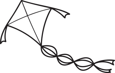 Kite drawing vector icon for childhood fun, festivals, and outdoor play