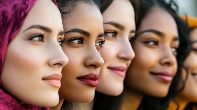 A group of women wearing headscarves and scarves, ideal for fashion, cultural or lifestyle images