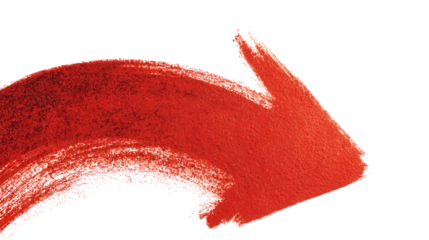 Red arrow pointing right with textured surface isolated on transparent background