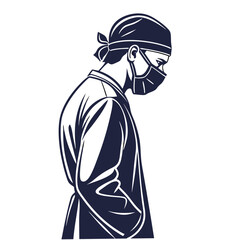 Surgeon in Mask and Scrub Cap Silhouette medical healthcare