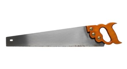 Hand saw with wooden handle isolated PNG with Transparent Background