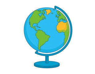 Simple cartoon globe on stand