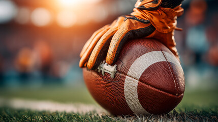 Football is on the ground with a white stripe on it