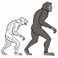 Obraz premium Two wolf like creatures one transforming into a werewolf