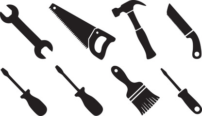 Maintenance and repair hand tool vector illustration set for DIY projects