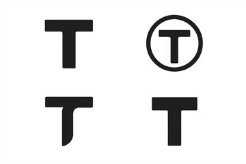Obraz premium Letter T logo icon set collection. Minimal vector logo design template. T monogram symbol pack. Modern simple alphabet sign for business, brand identity, corporate emblem.