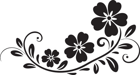 Decorative floral vector ornament with flowers and elegant swirls design