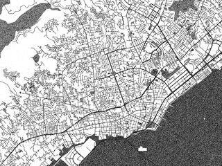 Naklejka premium Decorative monochrome illustration of Cebu City, Philippines, showing its detailed grid.