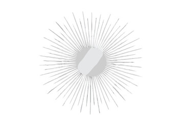 Radiant Sunburst Mirror Vector Illustration. Minimalist Metallic Decorative Wall Art. Abstract Sun Rays Design. Shiny Silver Starburst. Modern Interior Decor Accent. Reflective Round Centerpiece.