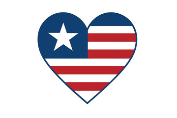 USA flag heart vector. American patriotic symbol of love. Lone star with stripes icon for 4th of July, Independence Day, Memorial Day. National design element for vote badge.