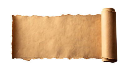 Antique parchment scroll with torn edges providing space for text perfect for historical themes or fantasy role playing games