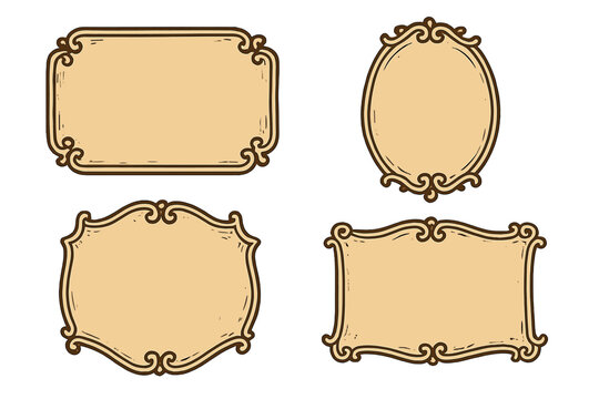 Vintage ornamental frame and emblem vector set, classic decorative border illustrations, retro design elements with transparent background, elegant vintage style collection