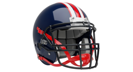 Blue and red American football helmet for sport safety isolated PNG with Transparent Background