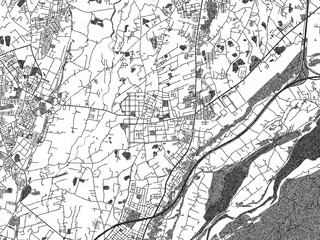 Naklejka premium Sketch-style black and white map of Bade, Taiwan, perfect for illustration and wall art.