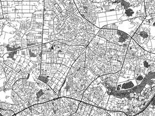 Fototapeta premium Detailed black and white map of Di An, Viet Nam, in artistic sketch style.