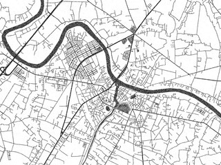 Poster-ready monochrome city map of Tan An, Viet Nam, with detailed streets and rivers.