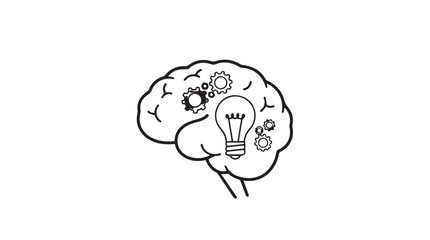Creative brain with lightbulb and gears symbolizing innovation and ideas vector