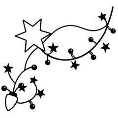 Midnight Star Garland line art vector