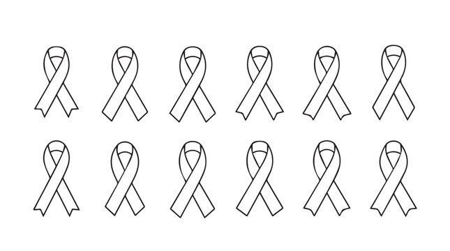 Collection of stylized awareness ribbons in a repeating pattern for support and hope vector