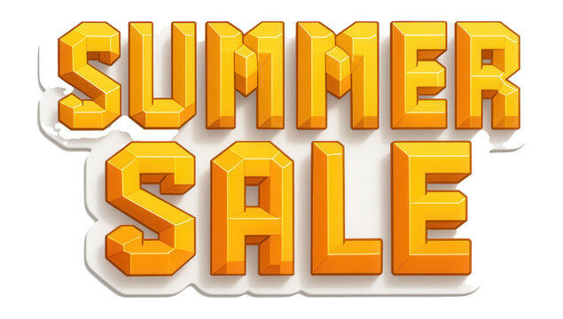 Bold orange tag sticker featuring SUMMER SALE in block letters, vibrant retail promo offer on transparent background.