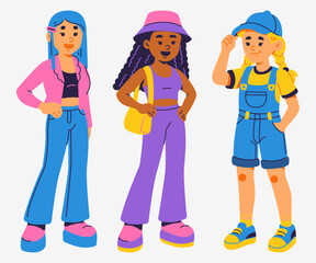 Diverse Group Of Stylish Young Women Posing With Confidence And Expressing Individuality