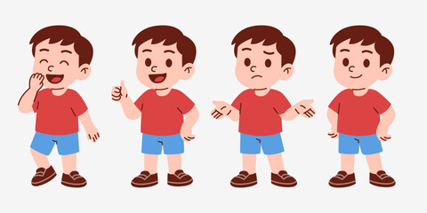 Cheerful Cartoon Character Demonstrating Various Expressions And Poses In An Illustration Style