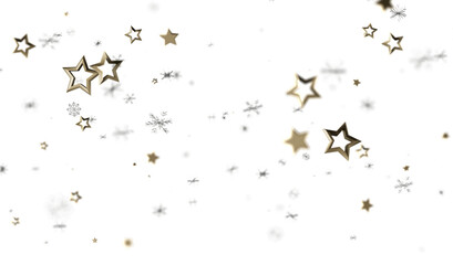 Festive winter background with gold stars and snowflakes. Perfect for holiday designs.