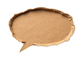Cardboard Speech Bubble with Torn Edges Isolated on Black Background for Creative Communication Concepts and Ideas