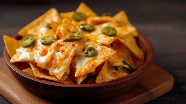 Comfort food nachos loaded with cheese and jalapenos