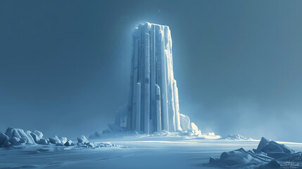 Title 1: Icy Fortress in Frozen Landscape