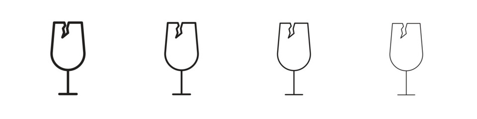 Box fragile icon collection. Line vector sign, symbol for web and mobile