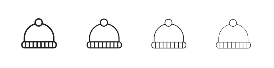 Winter hat icon collection. Line vector sign, symbol for web and mobile