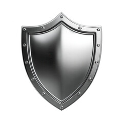 Shiny metallic medieval shield isolated on transparent background
