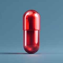 A captivating macro shot of a vibrant red capsule, poised against a serene backdrop, symbolizing health, wellness, and the crucial role of medication in modern life.