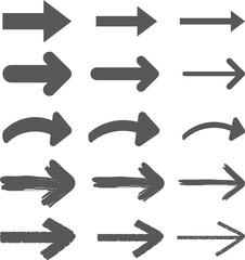 Arrow Icon Set, Direction Symbols Collection, Flat Navigation and Pointer Shapes, Arrows, Curved and Forward Icons for Interface, Infographic and Web Design