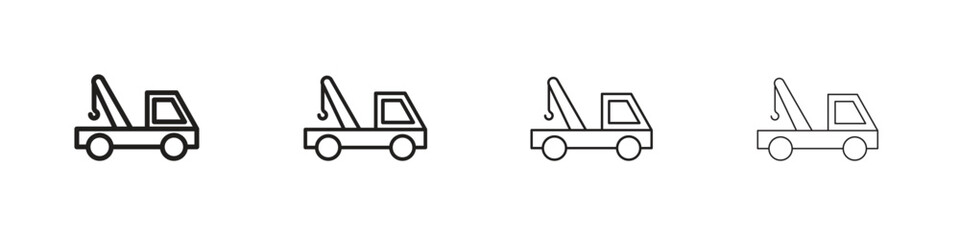 Tow truck icon collection. Line vector sign, symbol for web and mobile