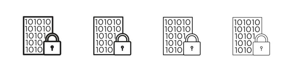 Binary Lock icon collection. Line vector sign, symbol for web and mobile