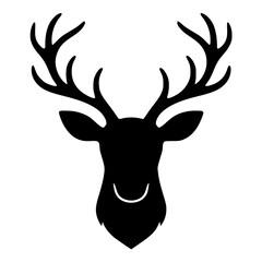 Deer Head Silhouette with Antlers Vector Illustration