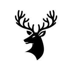Deer Head Silhouette with Antlers Vector Illustration