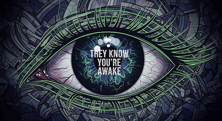 Fototapeta premium They Know You Are Awake Surveillance Eye Concept.