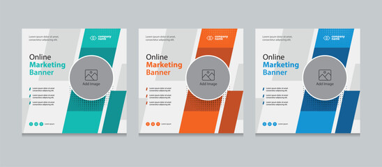 Set of creative web banner design template. Suitable for social media post, instagram story post and web marketing ads. vector illustration for editable with Space to add pictures.