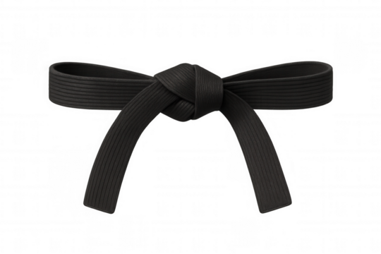 Black belt representing mastery, discipline, and achievement in martial arts, tied with a traditional knot
