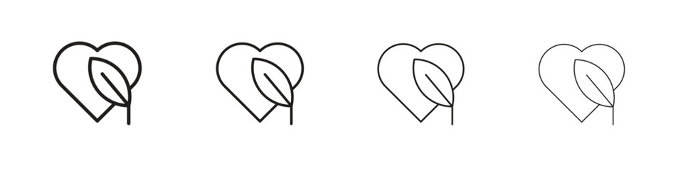 Leaf heart icon collection. Line vector sign, symbol for web and mobile