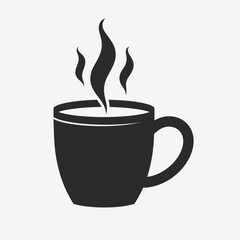 Isolated mug with rising steam, depicted on plain background in simplistic style. Isolated mug conveys warmth and aroma of hot beverage.