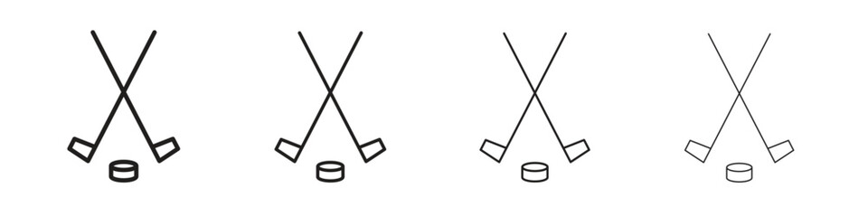 Hockey sticks icon collection. Line vector sign, symbol for web and mobile